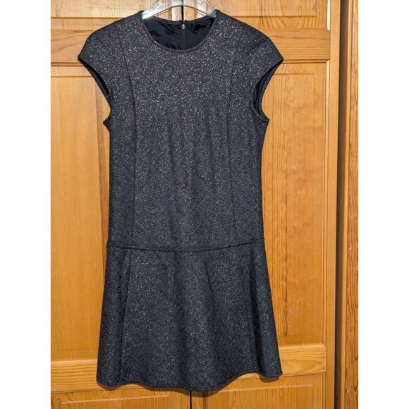 Theory Dress 4 Olpia Harlequin Gray Metallic Tweed Drop Waist Shift Wool - Picture 2 of 9